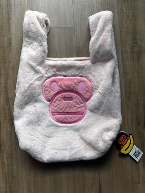 Pink Faux Fur Monkey Tote Bag